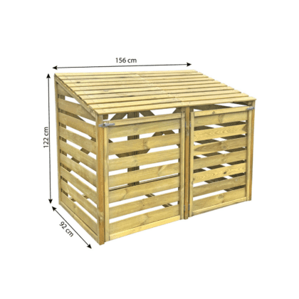 medinė konteinerio stoginė, dviguba