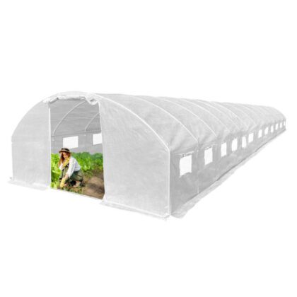 Šiltnamis su armuota plėvele, 48 m2, 4x12 m, baltas