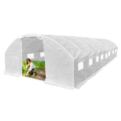 Šiltnamis su armuota plėvele, 32 m2, 4x8 m, baltas