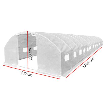 Šiltnamis su armuota plėvele, 48 m2, 4x12 m, baltas