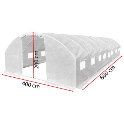 Šiltnamis su armuota plėvele, 32 m2, 4x8 m, baltas