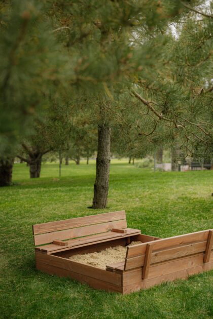 impregnuota smėlio dėžė hatis, 140x140 cm ir 300 kg smėlio