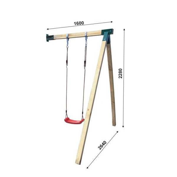 Medinis vaikų žaidimų namelis "Didysis Gandriukas" su sūpynėmis