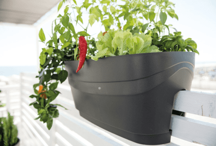 Balkono vazonas, betono spalvos, 55 cm