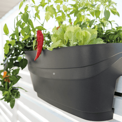 Balkono vazonas, betono spalvos, 55 cm