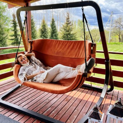 Dvivietis hamakas su stovu, Terracotta