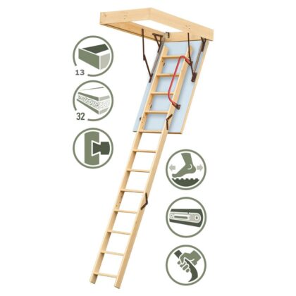 Mediniai palėpės laiptai „Energy“ 120 x 60 cm