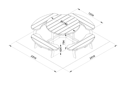 Medinis lauko baldų komplektas "Oskaras"