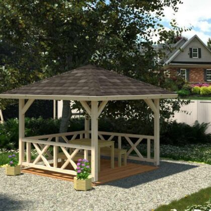 Medinė pavėsinė "Patogumas" 9 m2