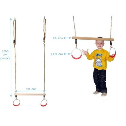 Trapecija su metaliniais žiedais, raudona