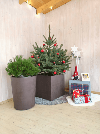 Vazonas "Granitas" su vandens rezervuaru ir ratukais, 49 cm