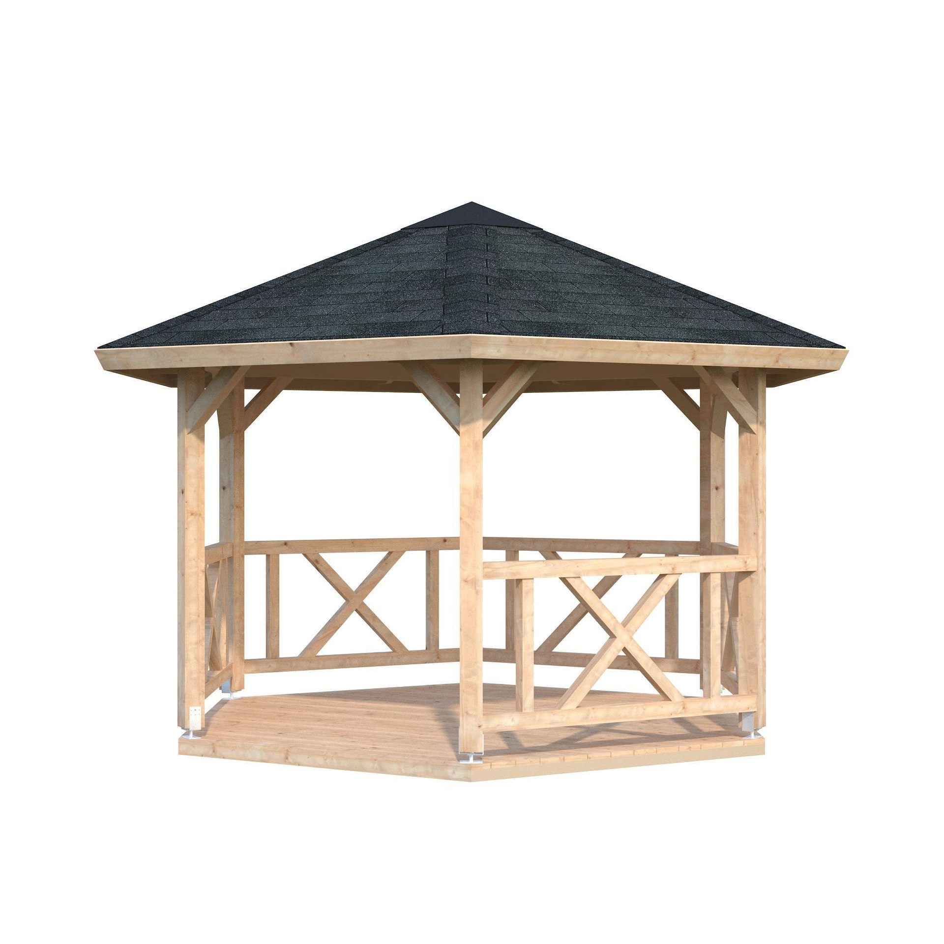 Medinė pavėsinė „Patogumas“ 9,9 m2 Medinė pavėsinė „Patogumas“ 9,9 m2