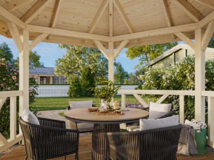 medinė pavėsinė „patogumas“ 9,9 m2