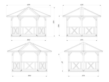 medinė pavėsinė „patogumas“ 9,9 m2
