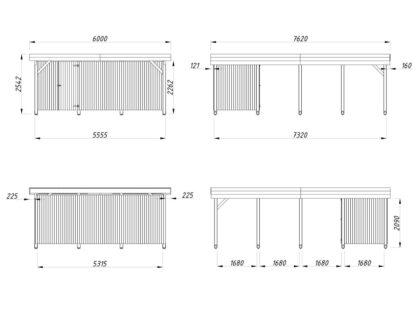 medinė stoginė automobiliams „karolis“ 40,6 m2