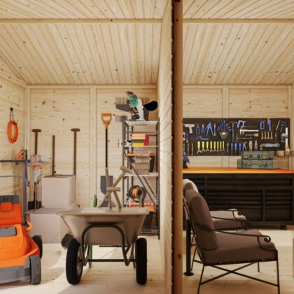 medinis sandėliukas „vilkas“ 9,9 m2