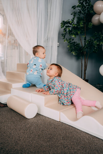 Minkštų kaladėlių komplektas “Sraigenė”, smėlinė/balta - Image 4