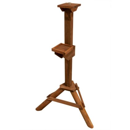 Medinis stovas lesyklėlei su papildoma lentynėle, tamsiai rudos spalvos