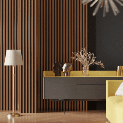 Akustinė lamelių sienelė, 265x17,2cm, copper