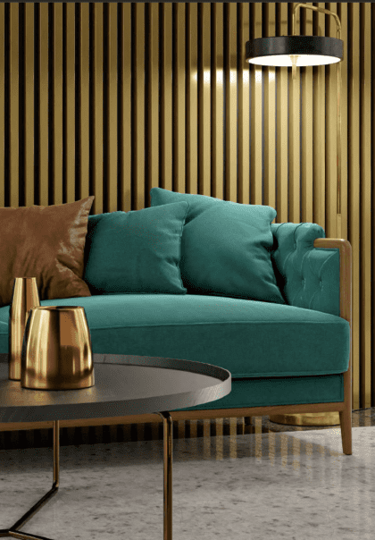 Akustinė lamelių sienelė, 265x17,2cm, gold