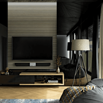 Akustinė lamelių sienelė, 265x30cm, ash