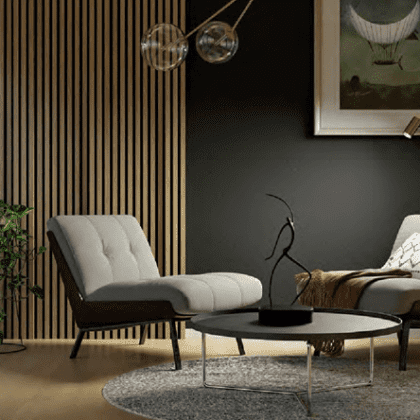 Akustinė lamelių sienelė, 265x30cm, oak