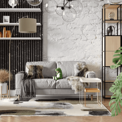 Lamelių sienelė, 275x17,2cm, black marble