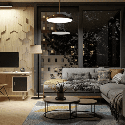 Sienos dekoracija Hexagon, 30x30cm, beamed oak