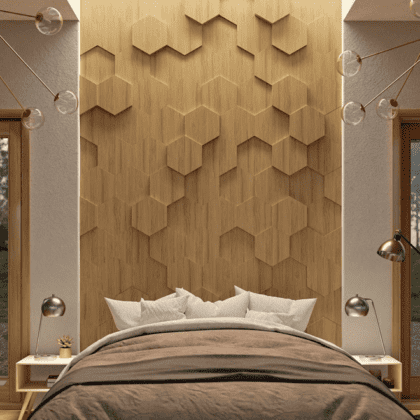 Sienos dekoracija Hexagon, 30x30cm, oak