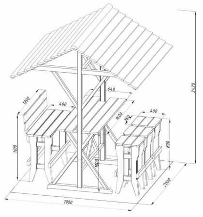 Medinis lauko baldų komplektas "Leonardas"