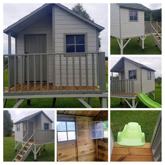 Mažosios Amelijos medinis vaikų žaidimų namelis „Gandriukas“