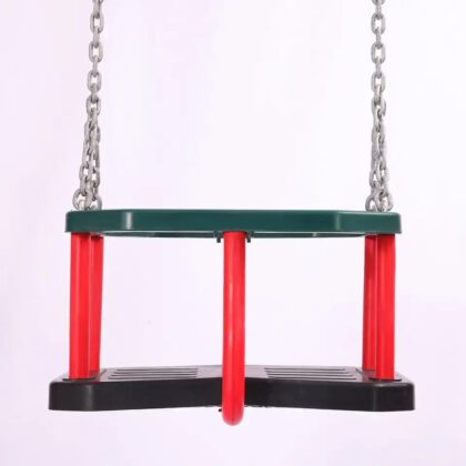 Sūpynės su apsauga ir grandinėmis „Meškutis“, raudona su žalia