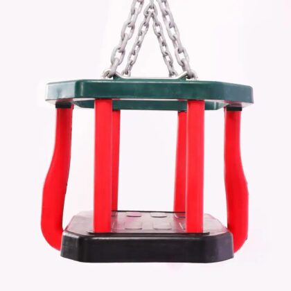 Sūpynės su apsauga ir grandinėmis „Meškutis“, raudona su žalia