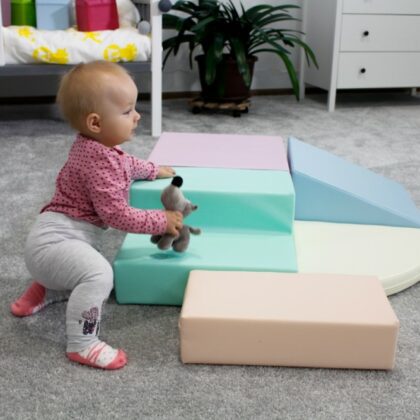 Minkštų kaladėlių komplektas "Sraigė", pastelinis