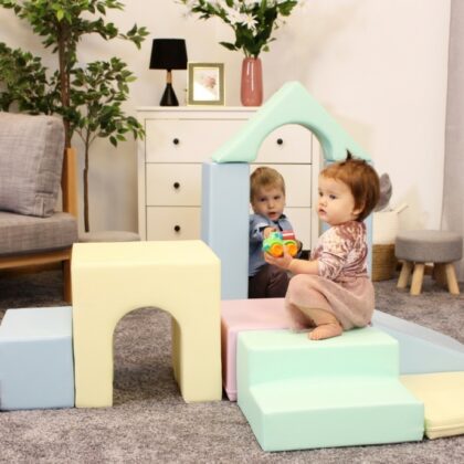 Minkštų kaladėlių komplektas "Pilaitė", pastelinis