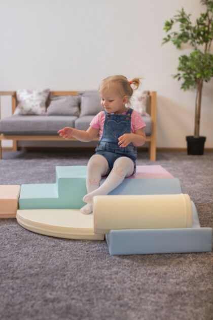 Minkštų kaladėlių komplektas "Sraigenė", pastelinis