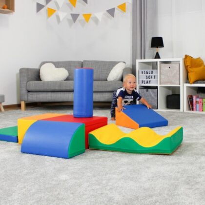 Minkštų kaladėlių komplektas "Sukutis", spalvotas