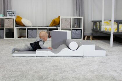 Minkštų kaladėlių komplektas "Sraigenė", pilkas