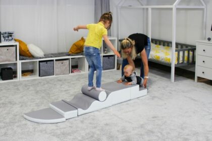 Minkštų kaladėlių komplektas "Sraigenė", pilkas