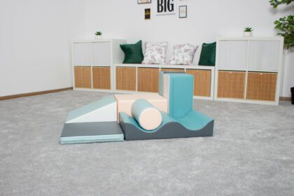 Minkštų kaladėlių komplektas "Sukutis", pastelinis