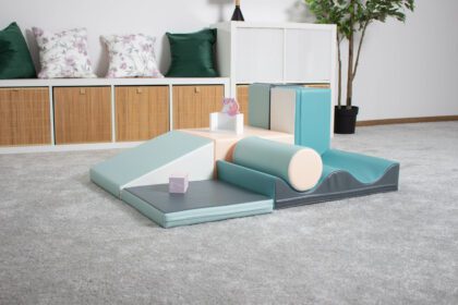 Minkštų kaladėlių komplektas "Sukutis", pastelinis