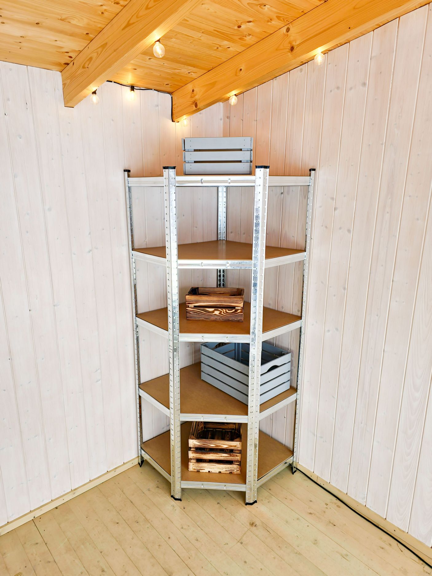 Kampinė sandėliavimo lentyna - stelažas, 180x70x70x40cm, 175kg