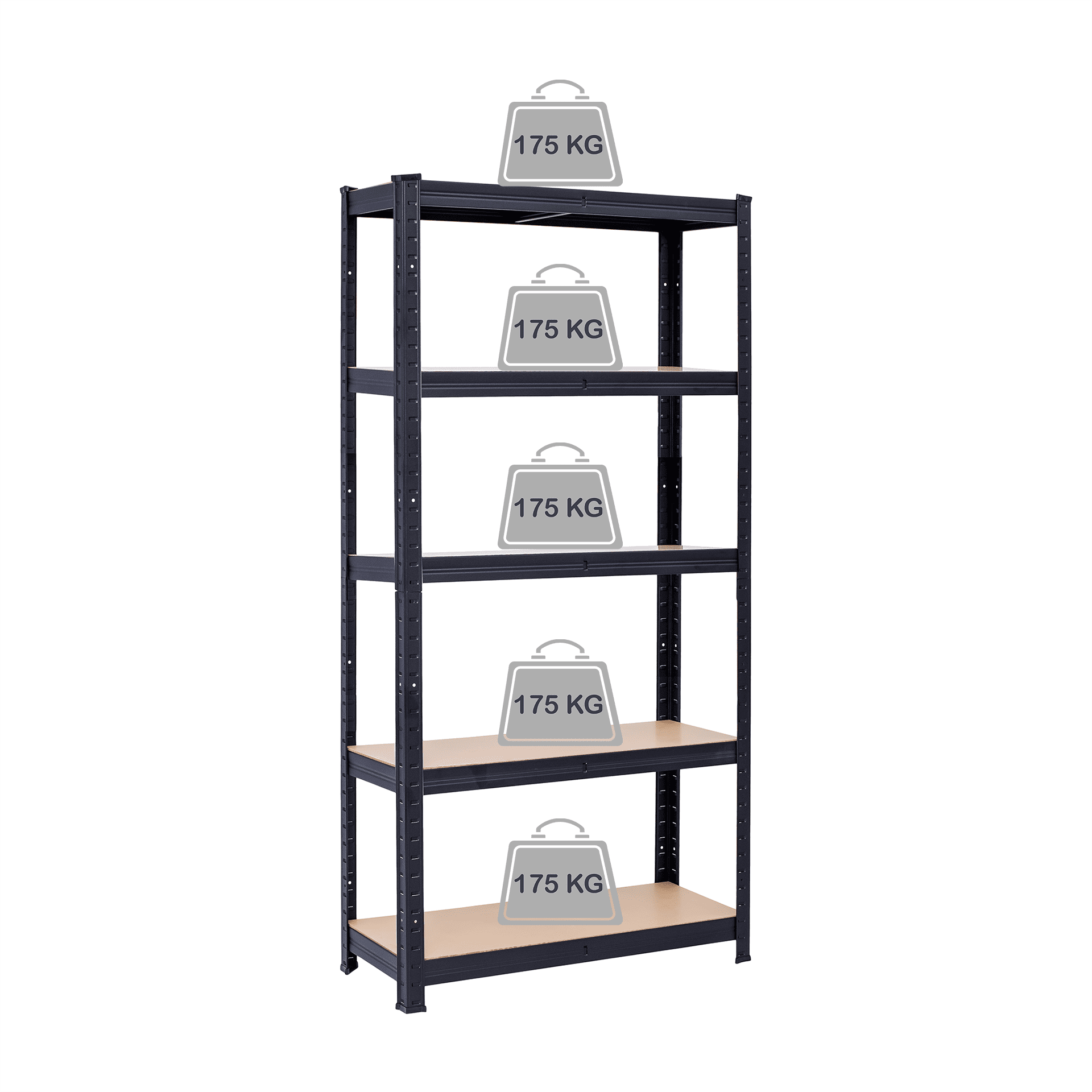 Sandėliavimo lentyna - stelažas, 180x90x40 cm, 175kg, juoda Sandėliavimo lentyna - stelažas, 180x90x40 cm, 175kg, juoda