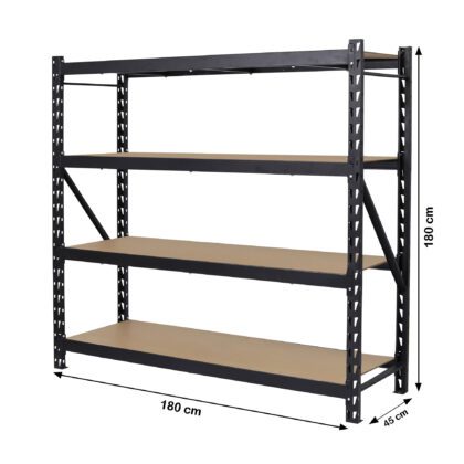 Sandėliavimo lentyna - stelažas, 180x180x45cm, 600kg, juoda