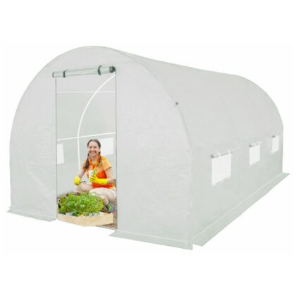 Šiltnamis su armuota plėvele, 9 m2, 2 x 4,5 m, baltas