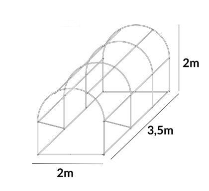 Šiltnamis su armuota plėvele, 7 m2, 2 x 3,5 m, baltas