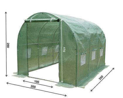 Šiltnamis su armuota plėvele, 7 m2, 3,5 x 2 m, žalias