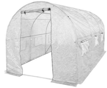 Šiltnamis su armuota plėvele, 9 m2, 2 x 4,5 m, baltas