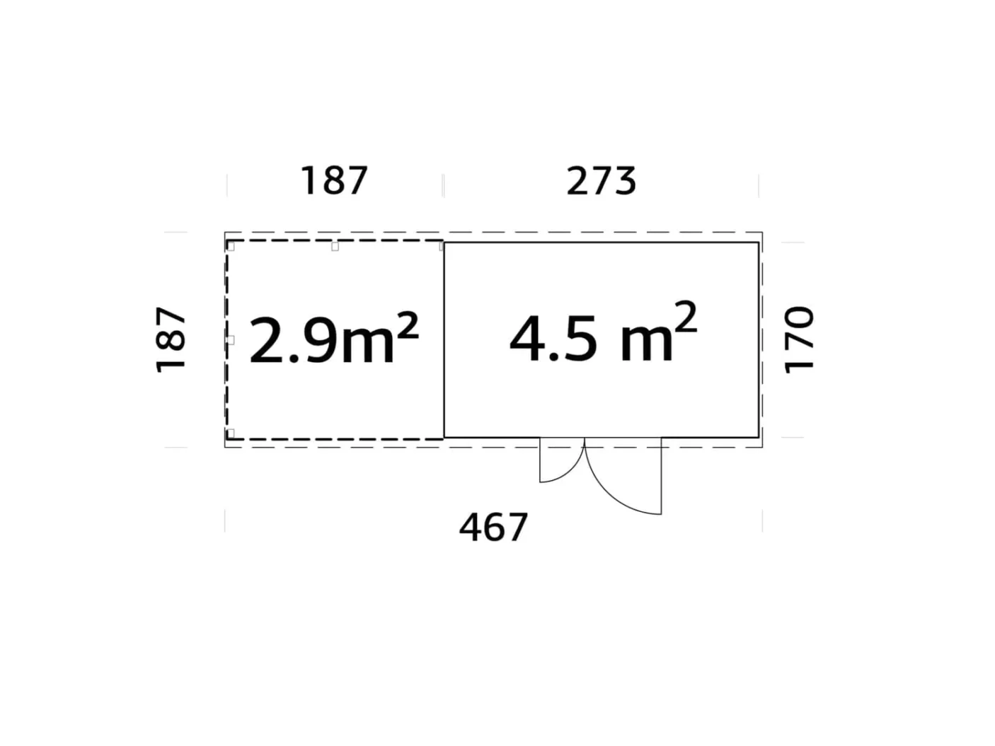 Medinis sandėliukas „Sakalas” 4,5 + 2,9 m2