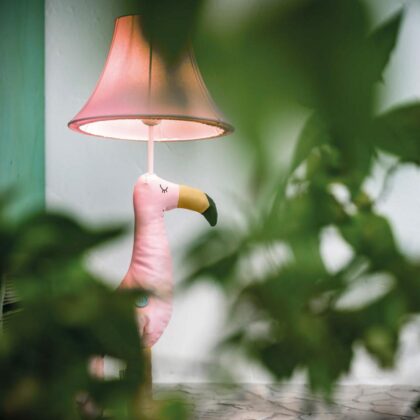 Vaikiškas stalinis šviestuvas „Flamingas Mingas“